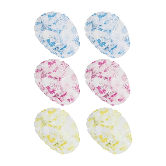 Unique Bargains Disposable Polkadot Shower Cap 6 Pcs Multicolor Flower
