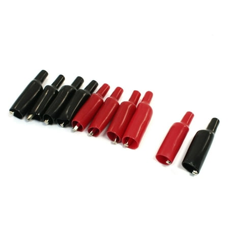 Unique Bargains Disposable Red Black Plastic Covered 5.5cm Metal Alligator Clips 10Pcs