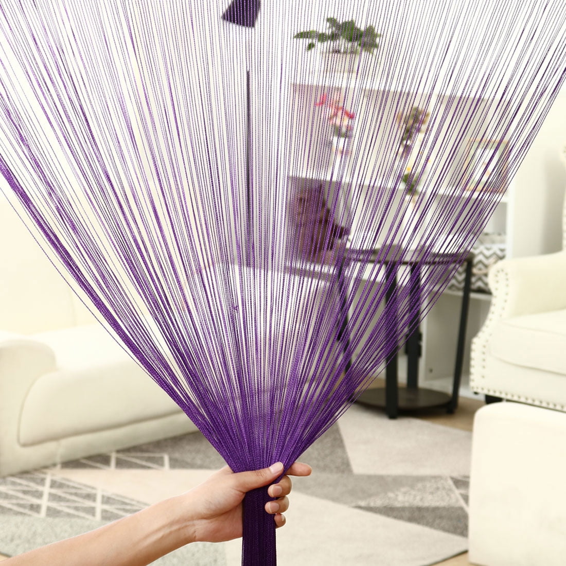 Unique Bargains Divider Thread Curtain Fringe Panel 39" x 79" Dark Purple