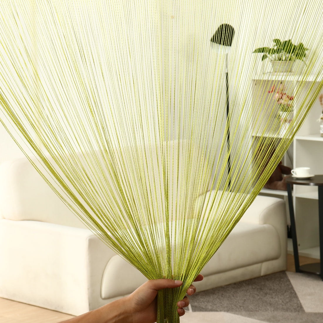 Unique Bargains Divider Thread Curtain Fringe Panel 39" x 79" Lawn Green