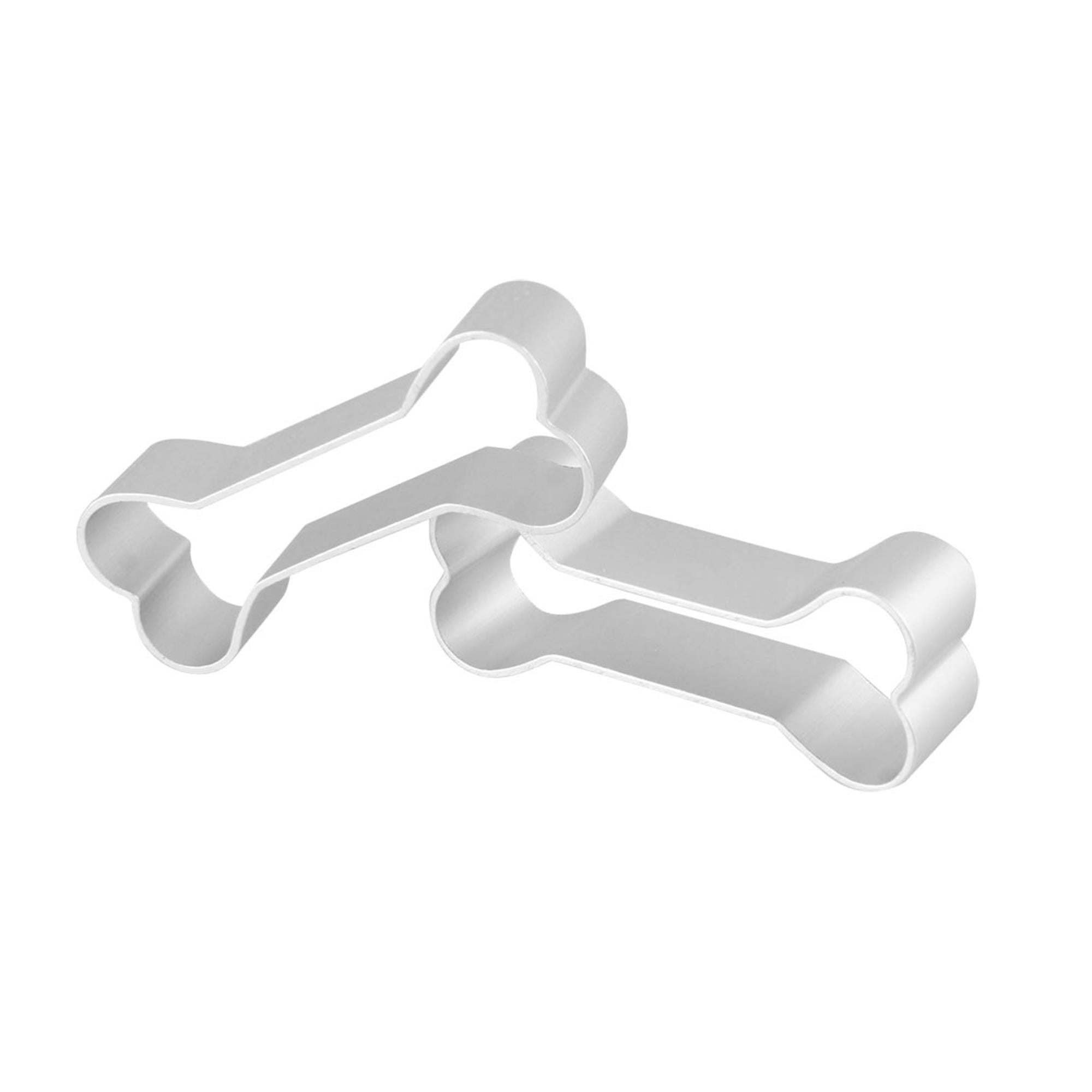 Unique Bargains Dog Bone Shaped Biscuit Cake Cookie Cutter Mould 2Pcs Silver Tone