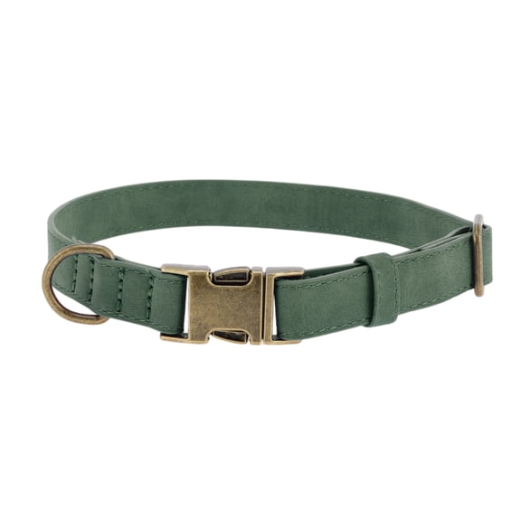 Unique Bargains Dog Collar Soft PU Durable Heavy Duty Dog Collar with Quick Release Metal Buckle Puppy Collar Adjustable Collar for Dogs Medium Dark Green