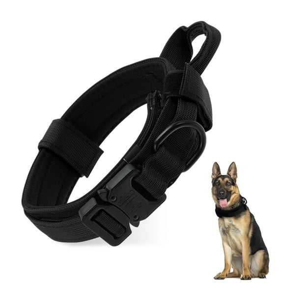 Unique Bargains Dog Collar for Large Dogs Adjustable Heavy Duty Collar with Handle Tactical Dog Collar Heavy Duty Dog Collar Black XL