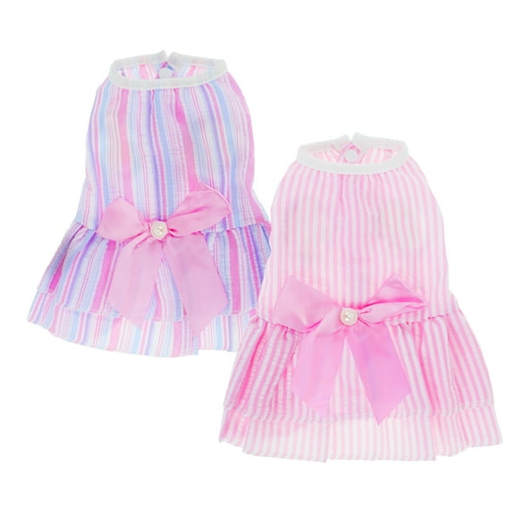 Unique Bargains Dog Dresses for Small Dogs Girls Stylish and Comfortable Design Dog Dress for Pet Parties and Daily Wear 2 Pcs Pink Purple XS
