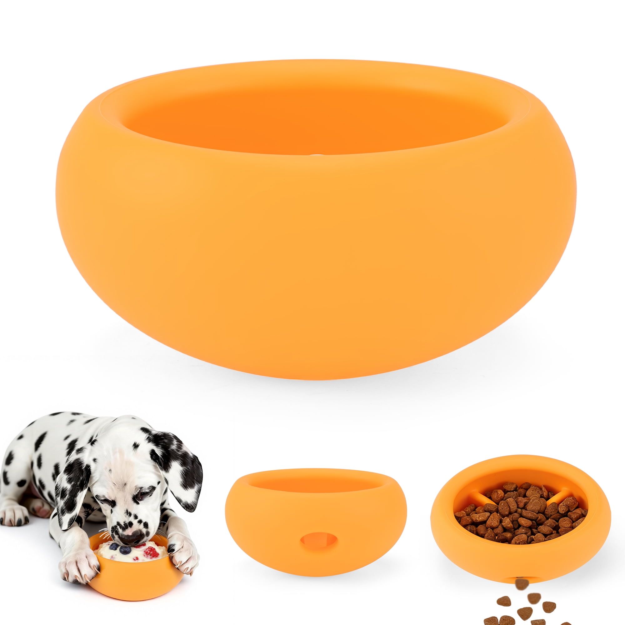 Unique Bargains Dog Enrichment Toys Durable Silicone Interactive Engagement Slow Feeder Dog Bowls Orange