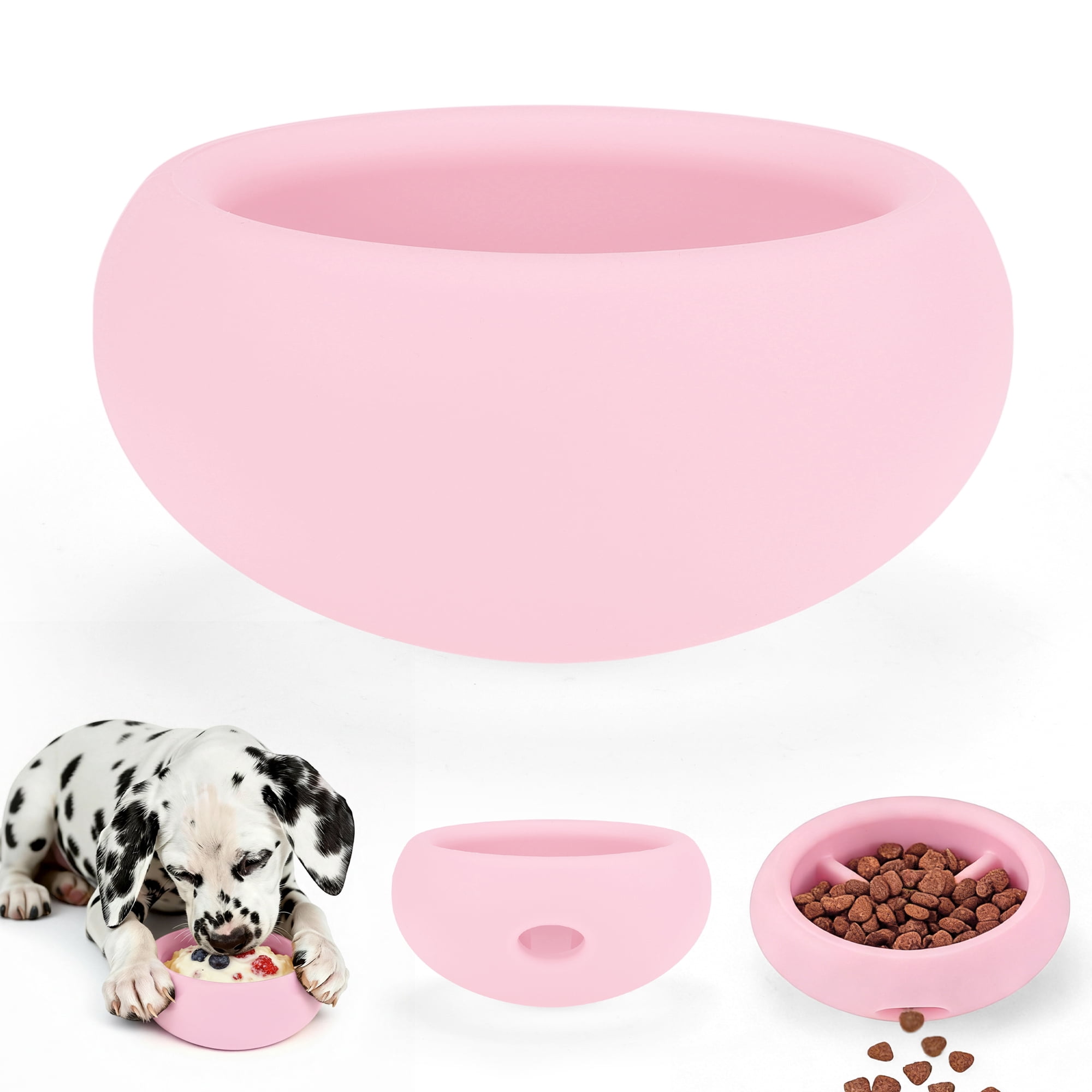 Unique Bargains Dog Enrichment Toys Durable Silicone Interactive Engagement Slow Feeder Dog Bowls Pink