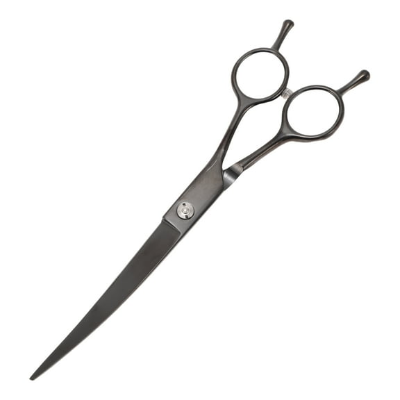 Unique Bargains Dog Grooming Scissors with Ergonomic Handle Downward Curved Dog Clippers Curved Shears 7.5" Black