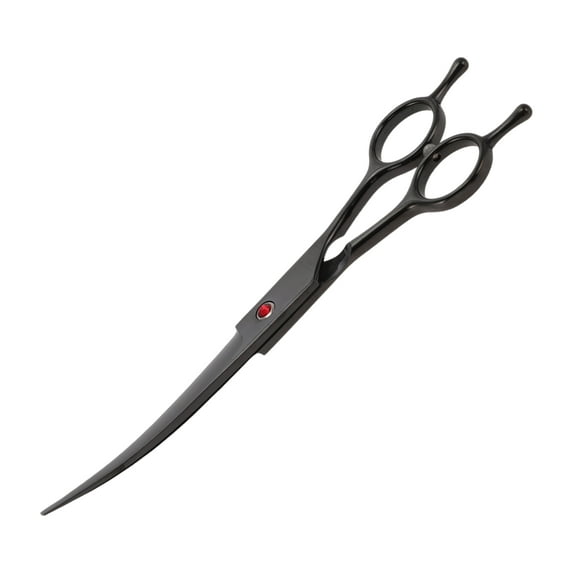 Unique Bargains Dog Grooming Scissors with Ergonomic Handle Upper Bend Shears Curved Shears for Pets 7.5" Black