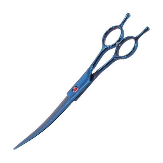 Unique Bargains Dog Grooming Scissors with Ergonomic Handle Upper Bend Shears Curved Shears for Pets 7.5" Blue