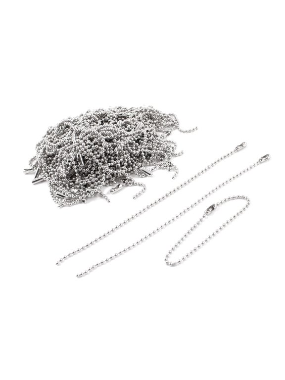 Dog Key Metal Tag Beaded Ball Chain Keychain 3.7' Length Silver Tone 100Pcs