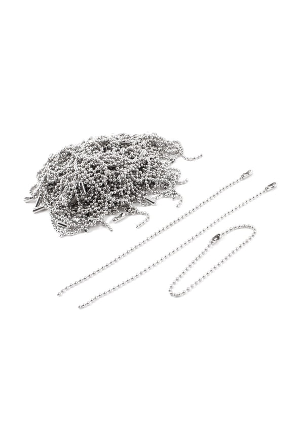 Dog Key Metal Tag Beaded Ball Chain Keychain 3.7' Length Silver Tone 100Pcs