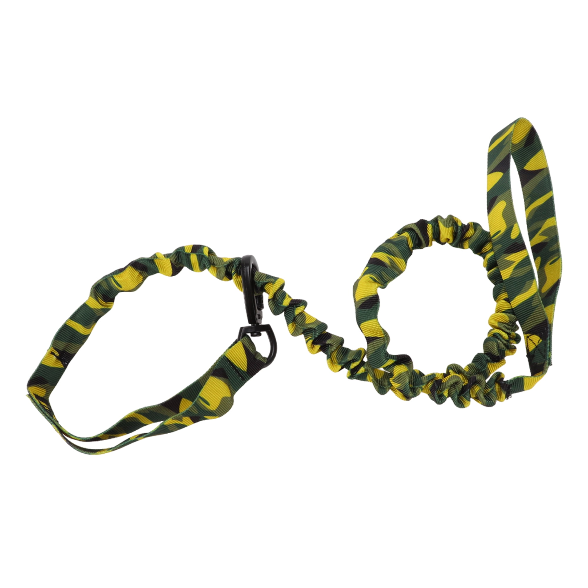 Unique Bargains Dog Leash Nylon Double Handle Elastic Rope for any Dogs Yellow Green
