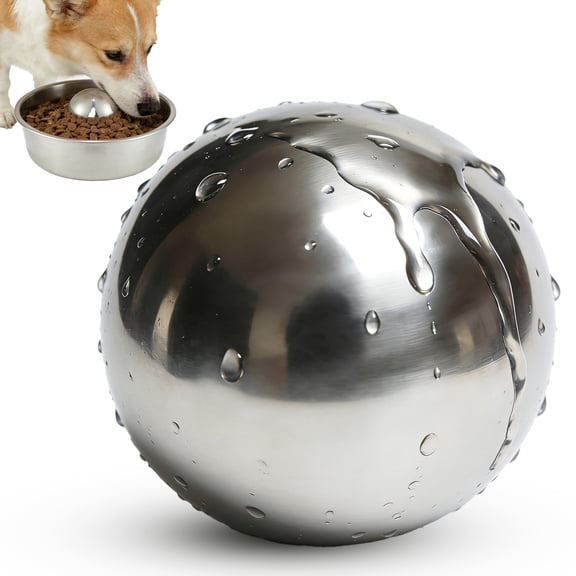 Unique Bargains Dog Slow Feeder Ball Dog Slow Feeders Stainless Steel Pet Slow Feeding Promotes Good Eating Habits Small Silver Tone