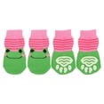 thumbnail image 1 of Unique Bargains Dog Socks Non-Slip Frog Pattern Socks  4 Pcs Pink Green S, 1 of 7