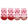 thumbnail image 1 of Unique Bargains Dog Socks Non-Slip Heart Pattern Socks 4 Pcs Pink L, 1 of 7