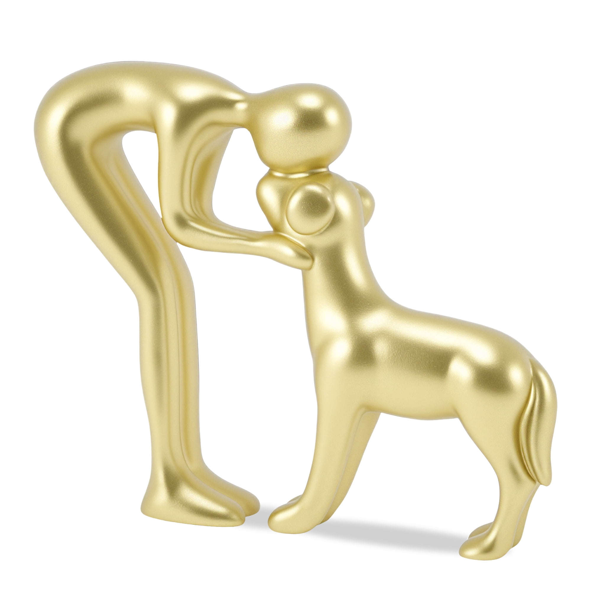 Unique Bargains Dog Statue Decor for Office Living Room Home Gold Tone