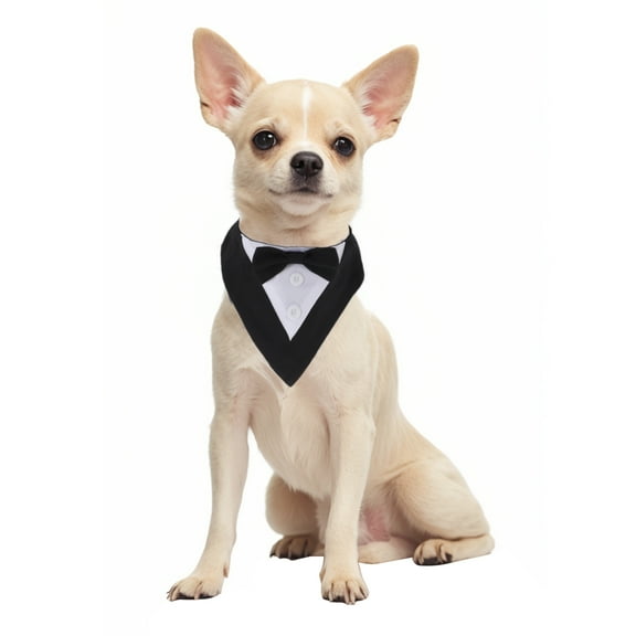 Unique Bargains Dog Tuxedo Dog Formal Outfit Dog Wedding Outfit Dog Wedding Tux with Bowtie and Adjustable Magic Tapes for Dogs Small Black