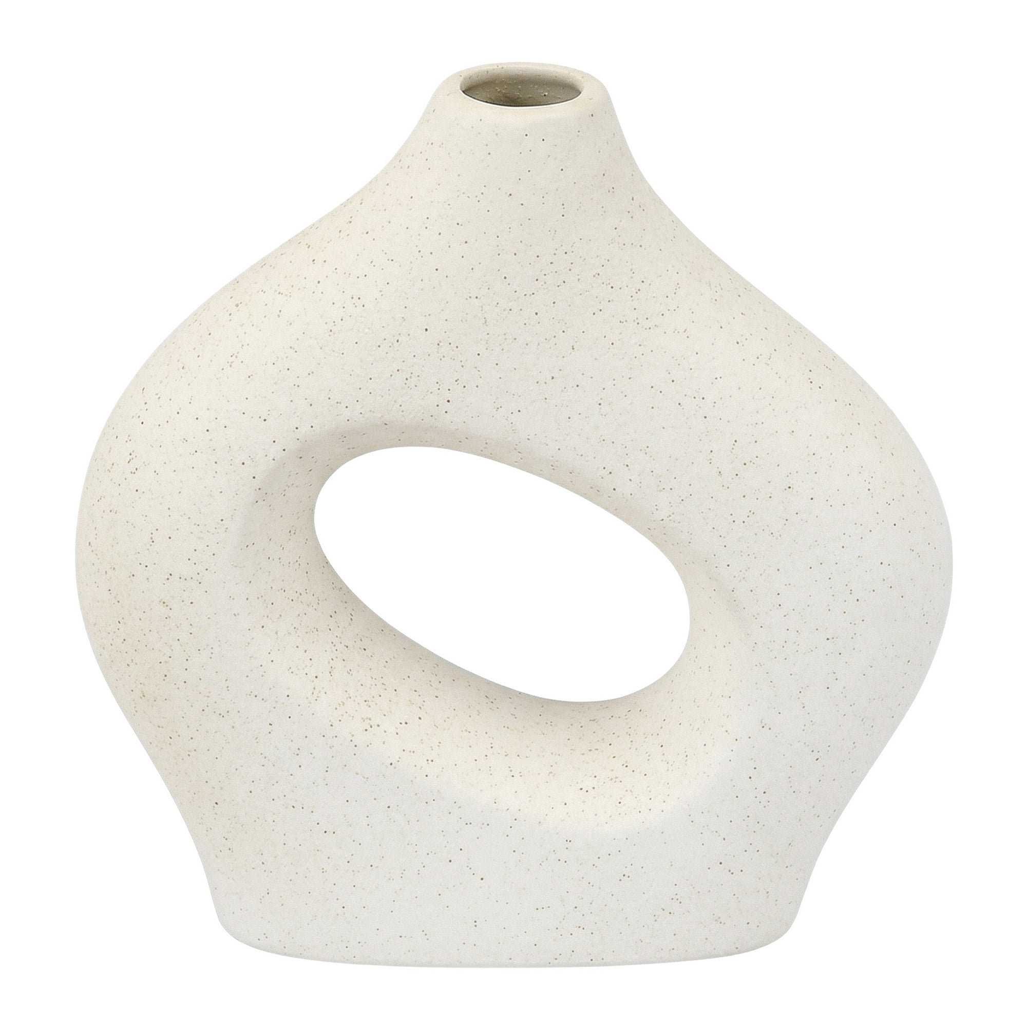 Unique Bargains Donut Hollow Circle Ceramic Flower Vase White 5.7"L x 1.6"W x 5.7"H