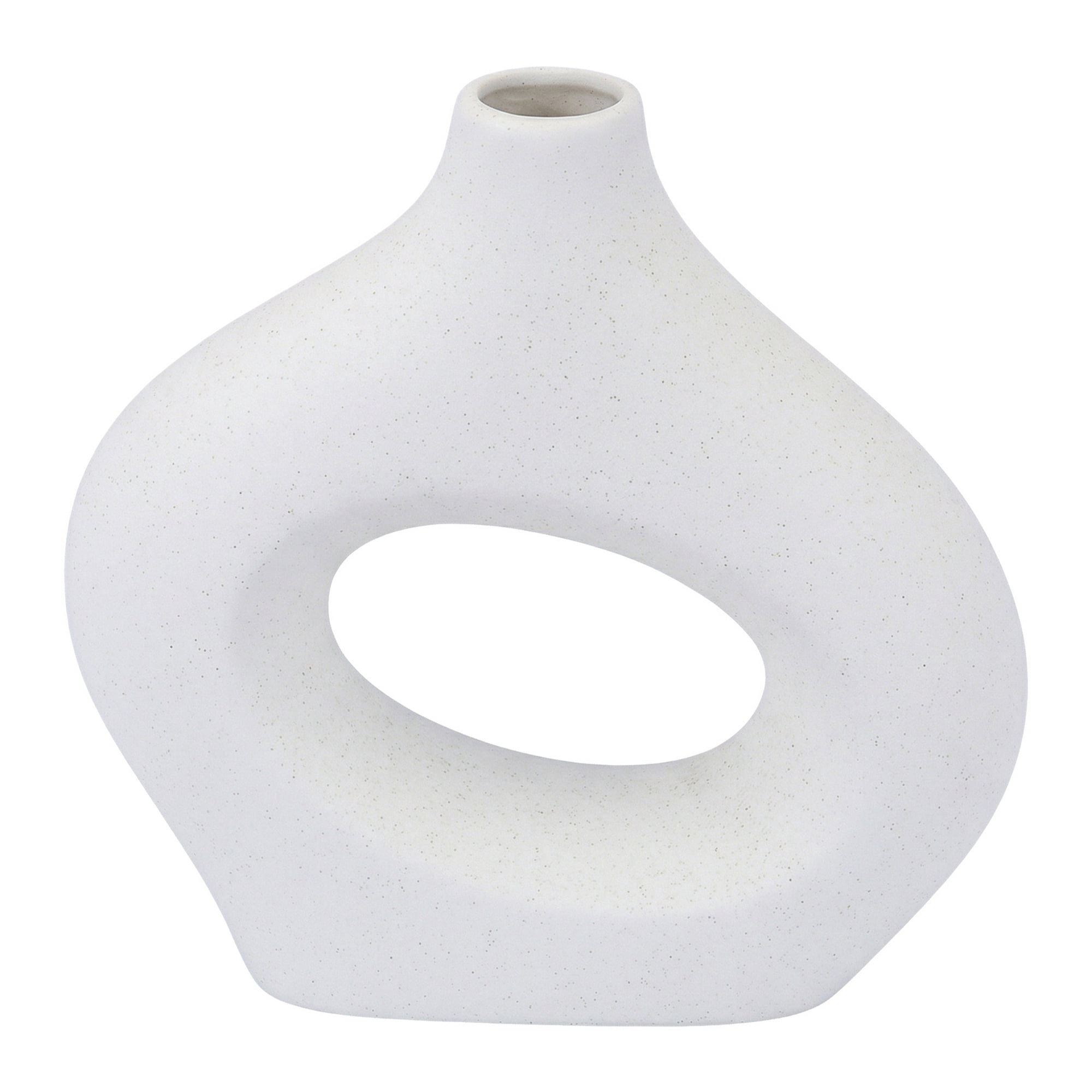 Unique Bargains Donut Hollow Circle Ceramic Flower Vase White 7.2"L x 2.2"W x 7.2"H