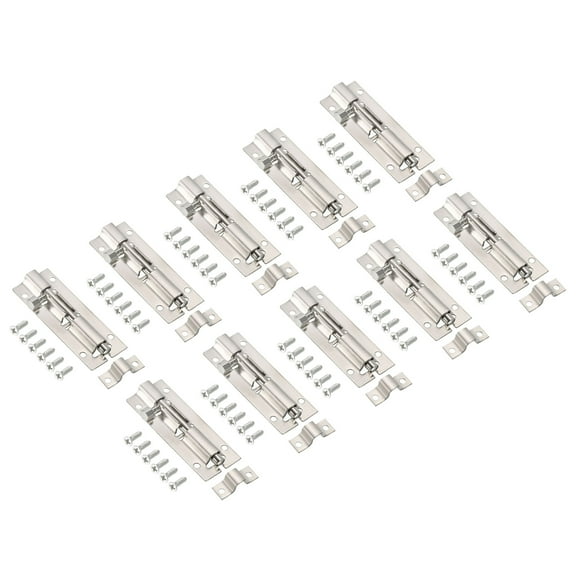 Unique Bargains Door Barrel Bolt Latch 3 Inch, 10 Pack Stainless Steel Security Latch Sliding Lock