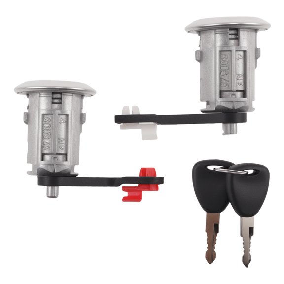 Unique Bargains Door Lock Cylinder 2 Locks 2 Keys 2 Washers for Renault Master 1998-2016 Front Left Front Right Ignition Switch Lock Key No.7701470944