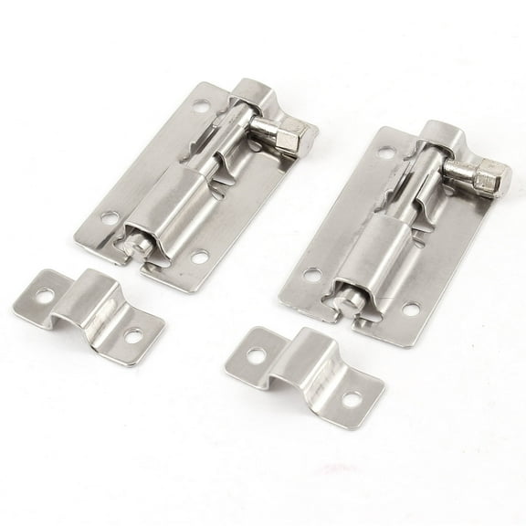 Unique Bargains Door Security Silver Tone Metal  Bolt 6.5mm 2 Pcs w Screws