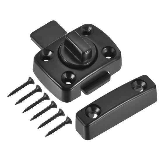 Unique Bargains Door Swivel Bolt Latch 1.61' x 1.18', Zinc Alloy Security Door Window Gate Slide Lock Black