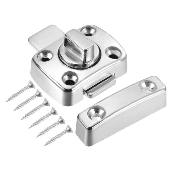 Unique Bargains Door Swivel Bolt Latch 1.61' x 1.18', Zinc Alloy Security Door Window Gate Slide Lock, Silver