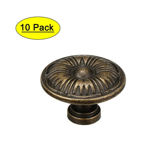 Uxcell 33mmx21mm Door Vintage Style Single Hole Zinc Alloy Round Knob Pull Handle 10 Pcs