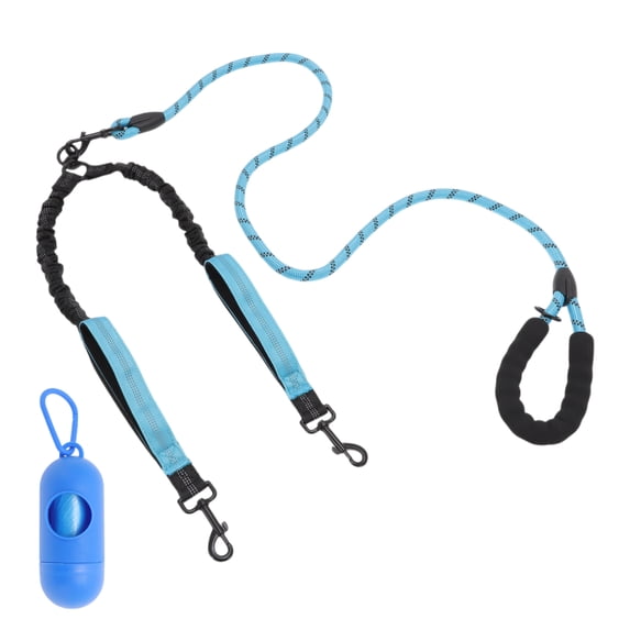 Unique Bargains Double Dog Leash Hands-Free Dual Dog Leash with Comfortable Padded Handle Double Leash for Two Dogs Adjustable Length 1 Set Blue