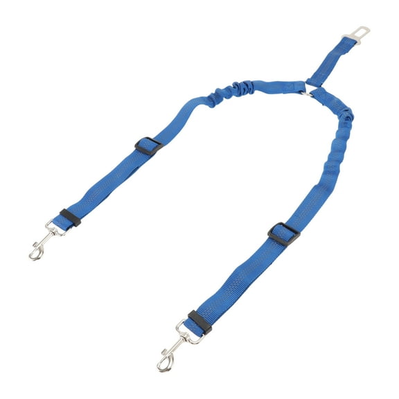 Unique Bargains Double Dog Seat Belt Nylon Dual Pet Car Headrest Restraint Safety Seatbelt Blue