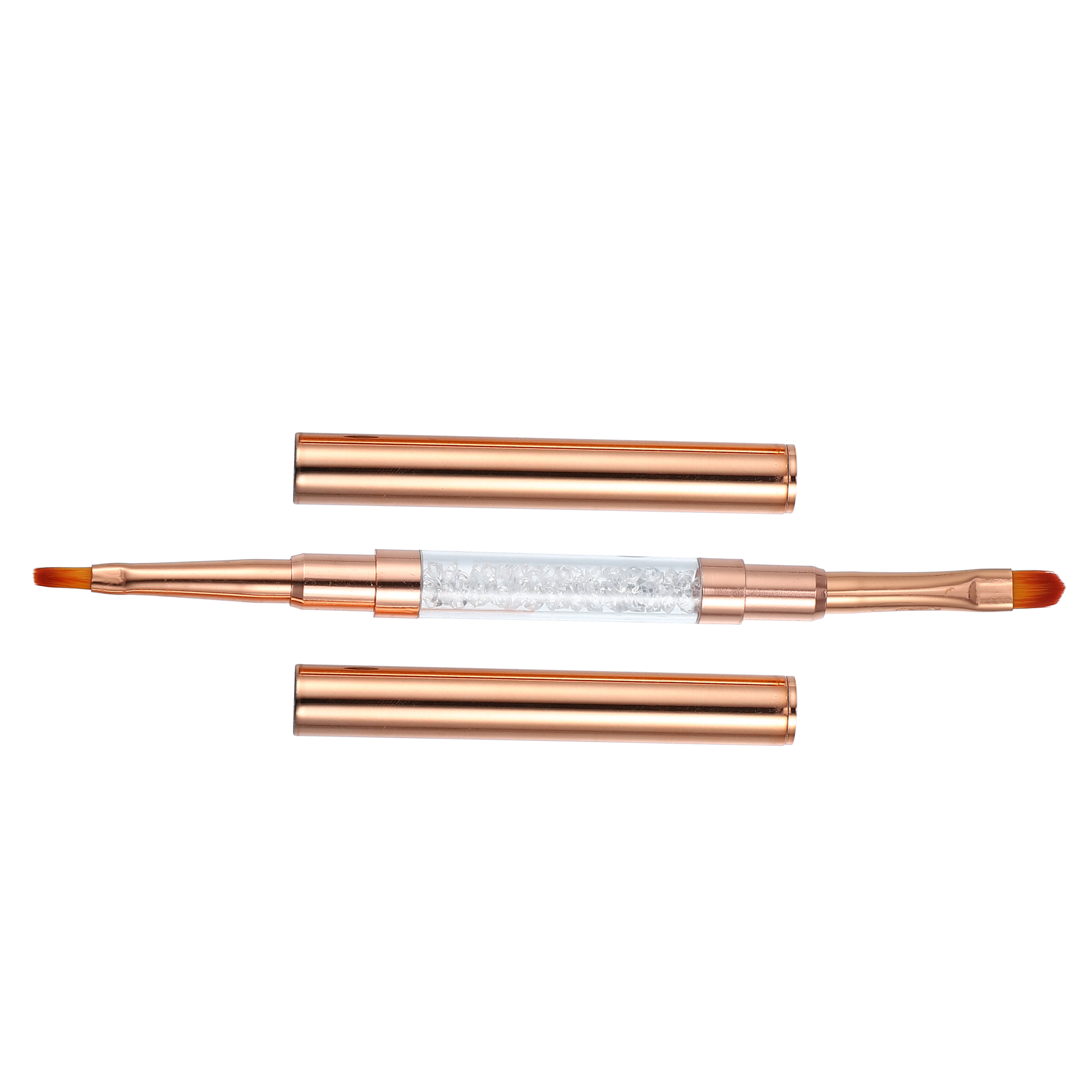 VOCOSTE Double Head Nail Art Brush – Pink Aluminum For Gel Polish & DIY Manicure