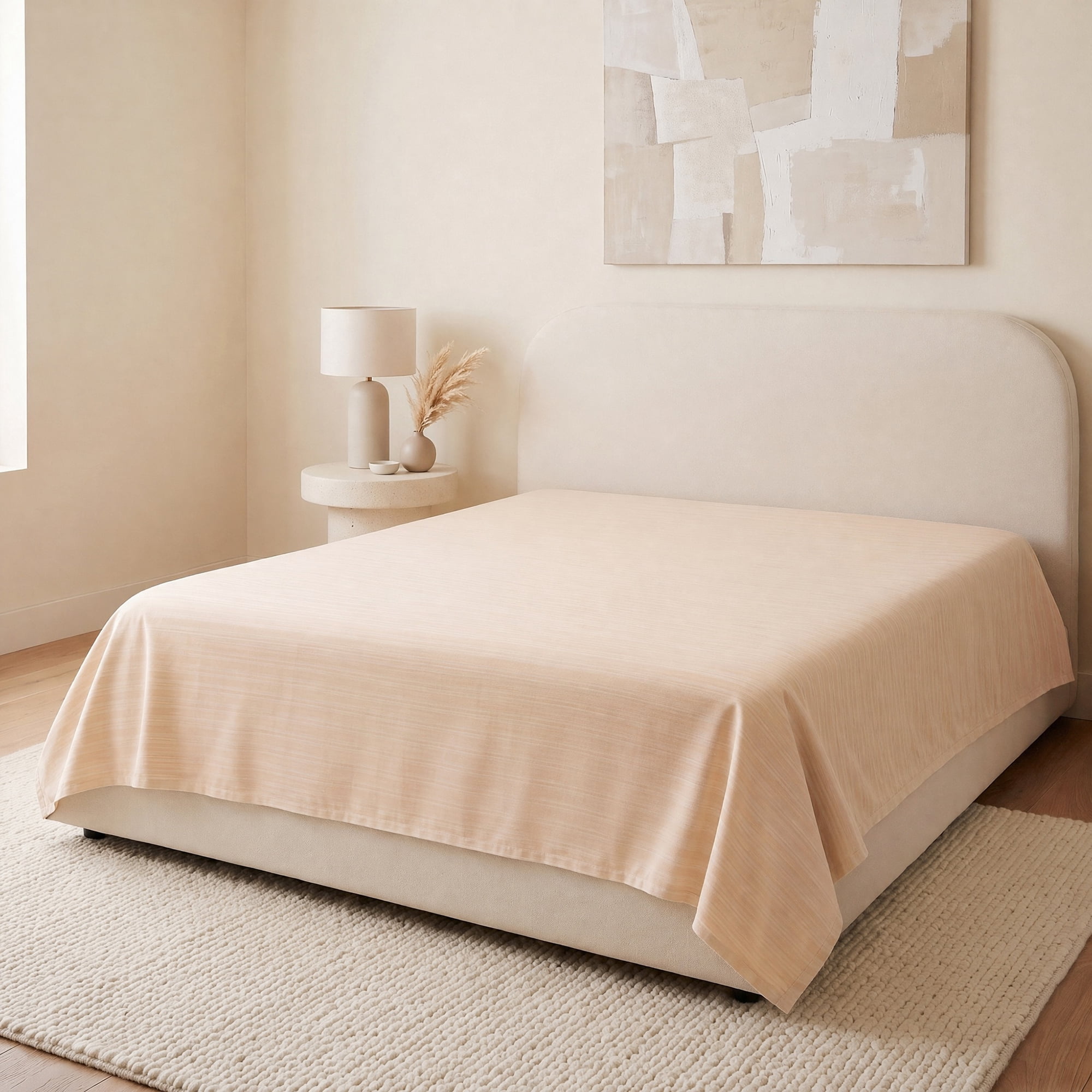 Unique Bargains Double Gauze Bed Sheet Soft Flat Sheet Use Light Pink 91"x96"