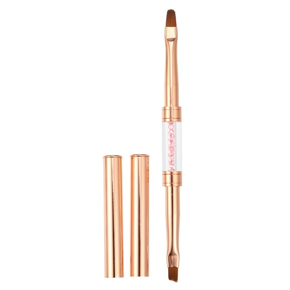 Unique Bargains Double Head Crystal Handle 7.5mm 9mm Drawing Brush Liner Brush Painting Pen ABS Rose Gold Tone