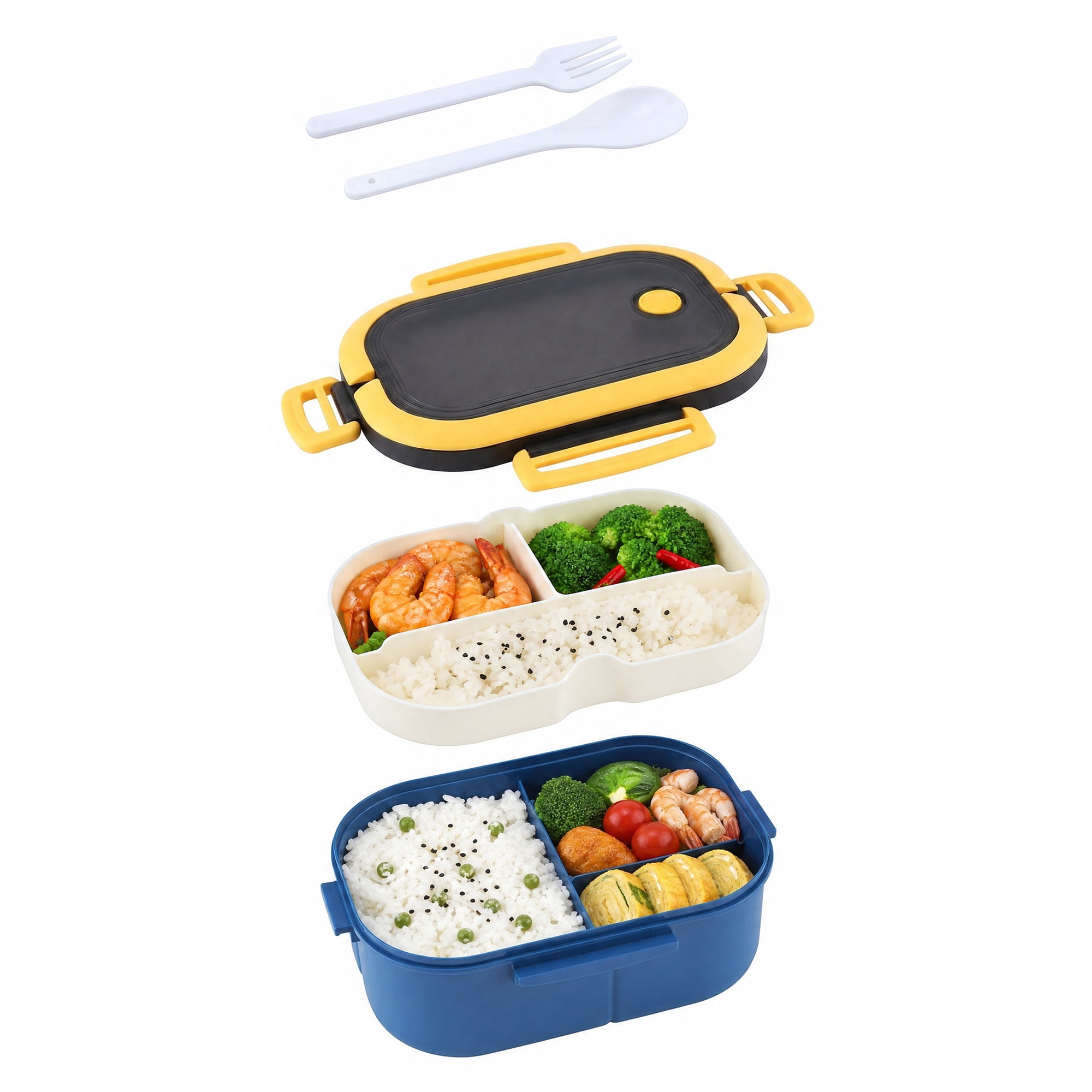 Unique Bargains Double-Layer Leak-Proof Meal Lunch Bento Box Blue
