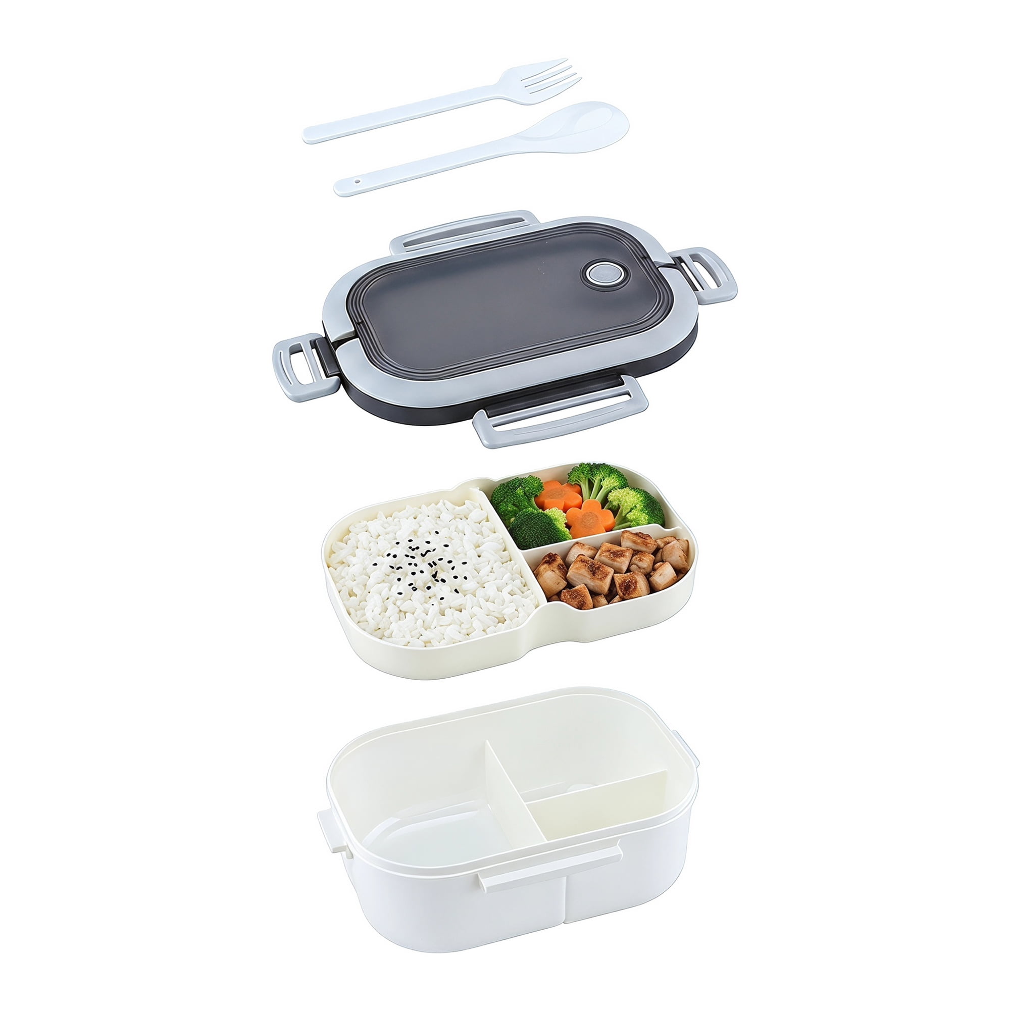 Unique Bargains Double-Layer Leak-Proof Meal Lunch Bento Box White