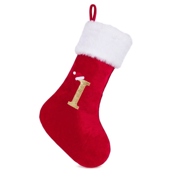 Unique Bargains Double Layer Modern Cozy Reindeer Christmas Stocking Letter I 18"
