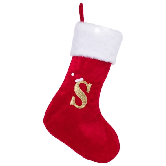 Unique Bargains Double Layer Modern Cozy Reindeer Christmas Stocking Letter S 18"