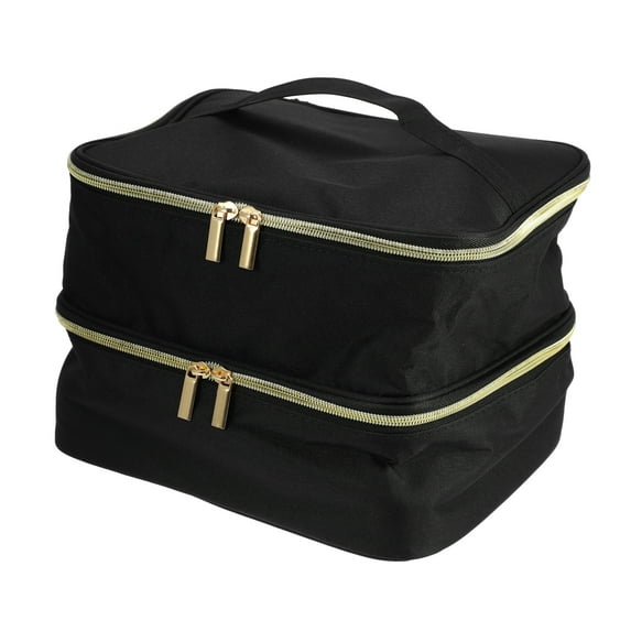 Unique Bargains Floral Makeup Bag Zipper Flower Cosmetic Pouch Black