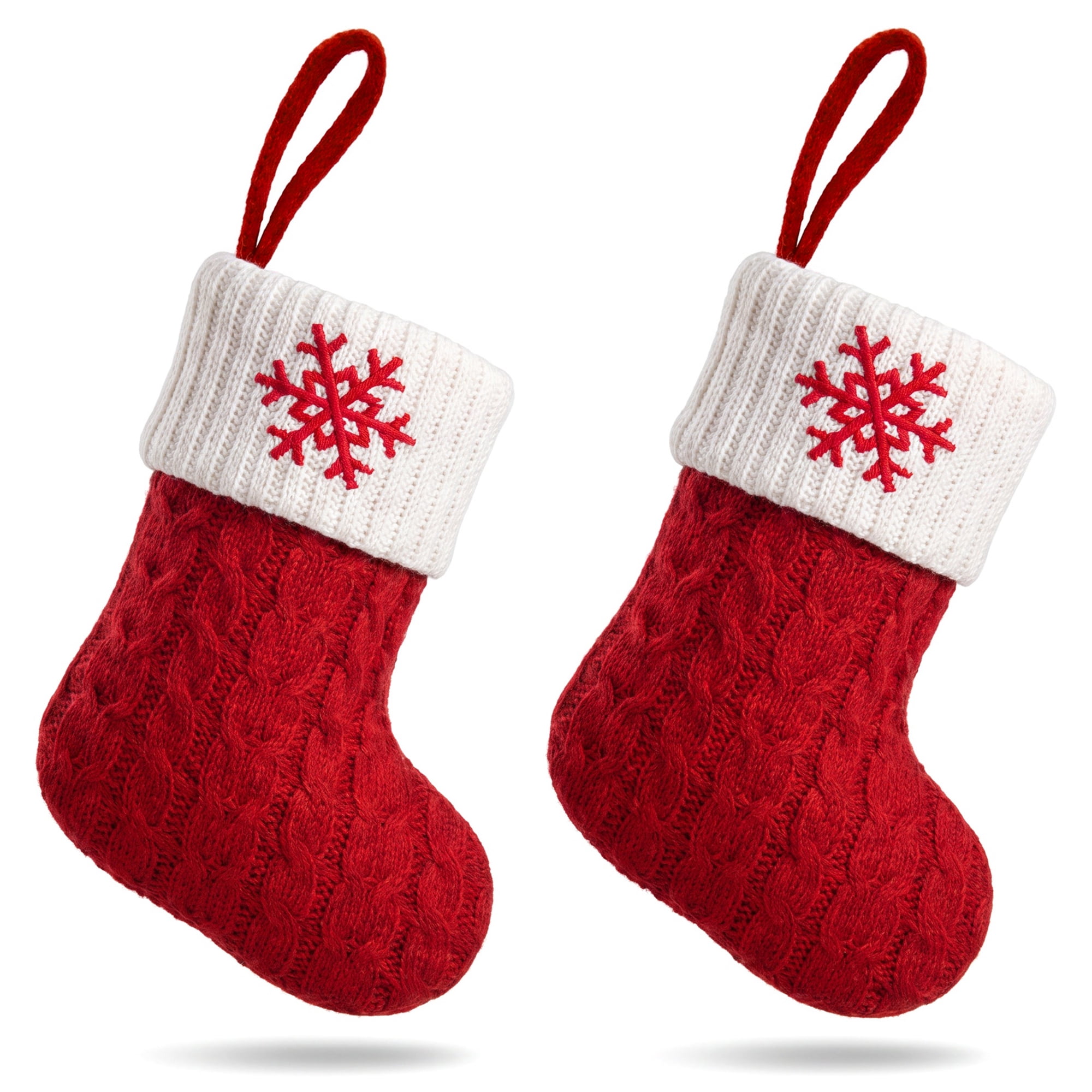 Unique Bargains Double Layer Shabby Chic Christmas Stocking Snowflake 6" Opening Width