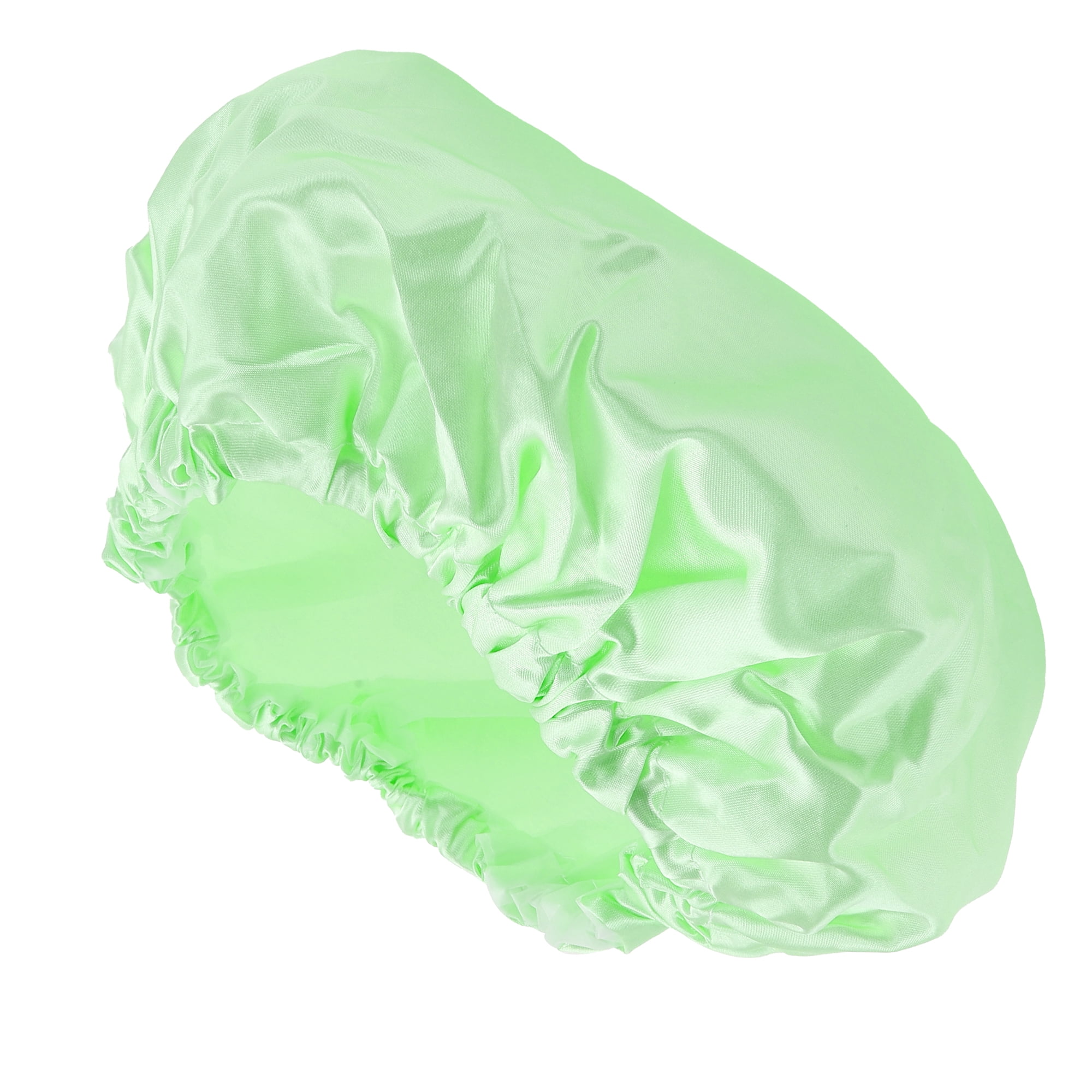 Unique Bargains Double Layer Shower Cap Hair Cap for Bath 1Pc Light Green