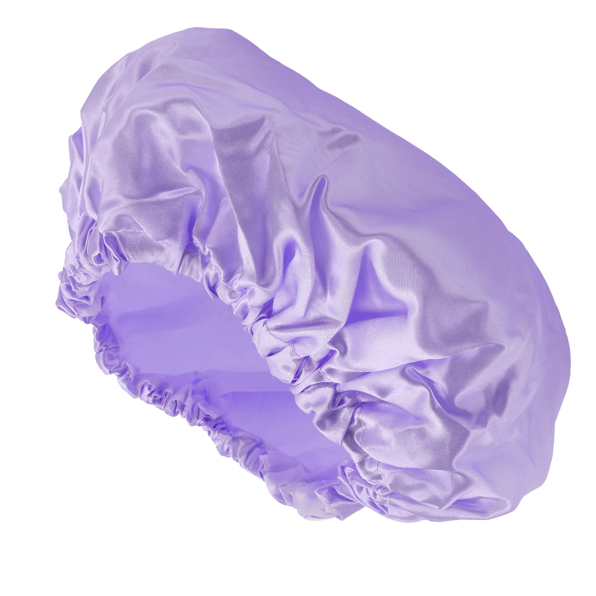 Unique Bargains Double Layer Shower Cap Hair Cap for Bath 1Pc Purple