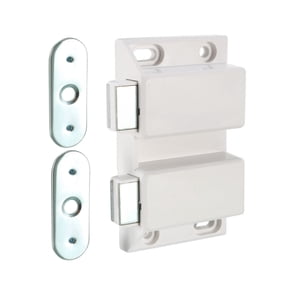 Unique Bargains Double Magnetic Touch Press Catch Latch Plastic White for Furniture Door Shutter