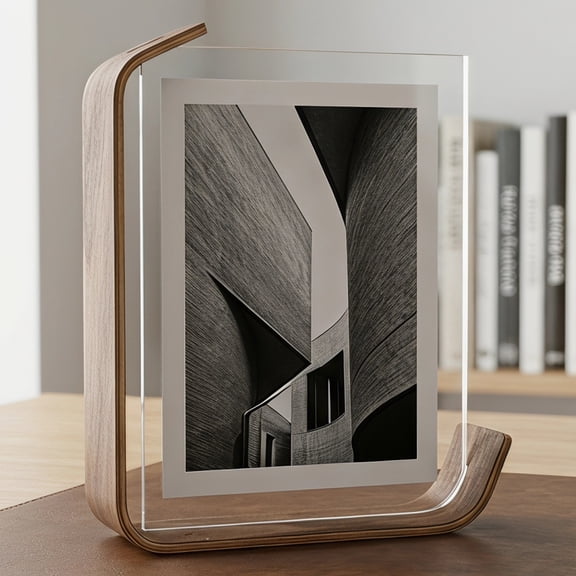 Unique Bargains Double Sided Acrylic Photo Frame with MDF Base Black Beard 4" x 6"