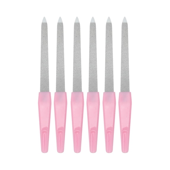 Unique Bargains Double-sided Stainless Steel Nail Files 6 Pcs Pink