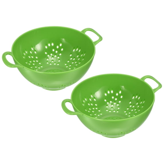 Unique Bargains Drain Basket Kitchen Rice Sieve Washing Bowl Food Vegetables Cleaning Strainer Drainer Basket-Green(2PCS)