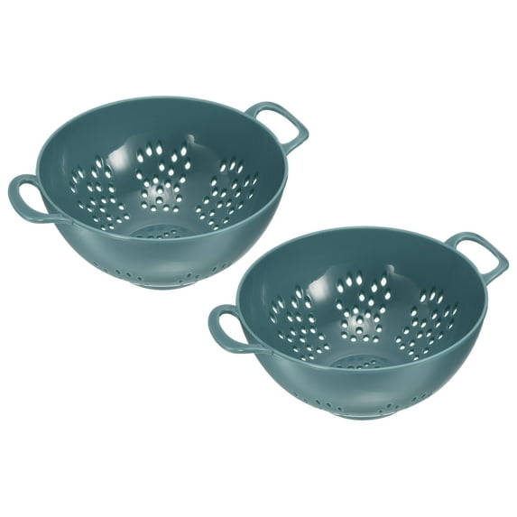 Unique Bargains Drain Basket Kitchen Rice Sieve Washing Bowl Food Vegetables Cleaning Strainer Drainer Basket-Light Blue(2PCS)