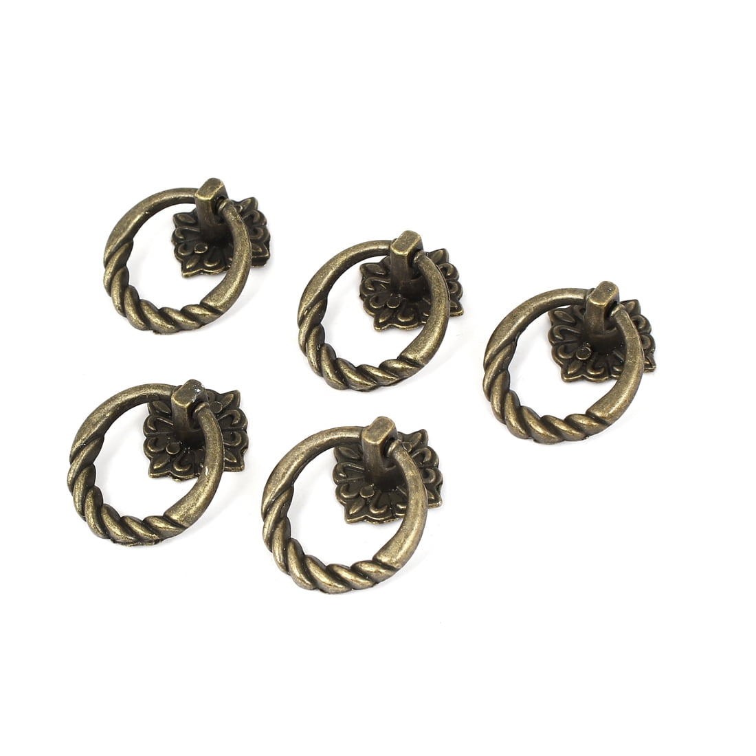 Unique Bargains Drawer Door Vintage Style Metal Pull Handle Ring Bronze Tone 5pcs