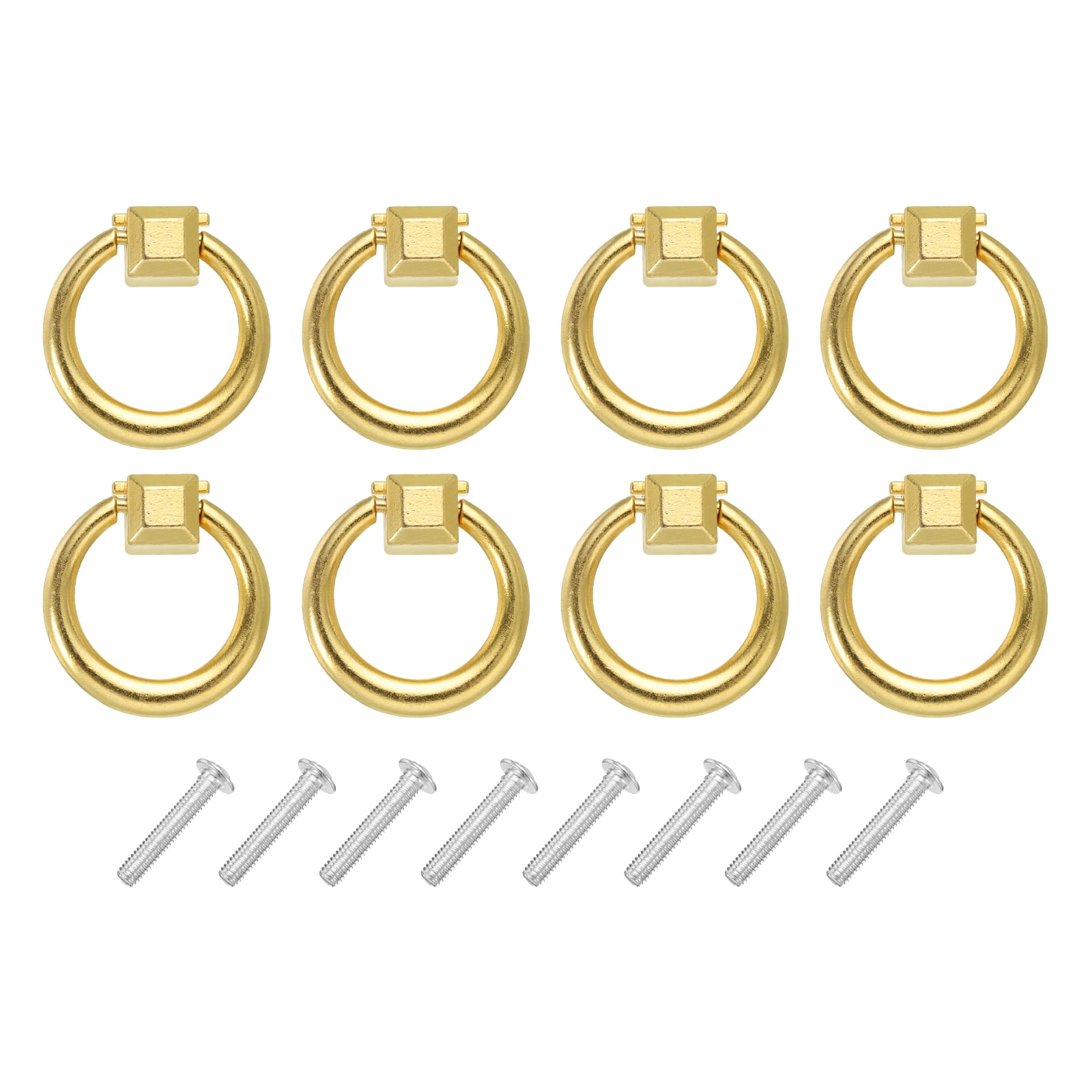 Unique Bargains Drawer Drop Ring Knobs Dresser Handles with Screw Gold Tone 8 Sets