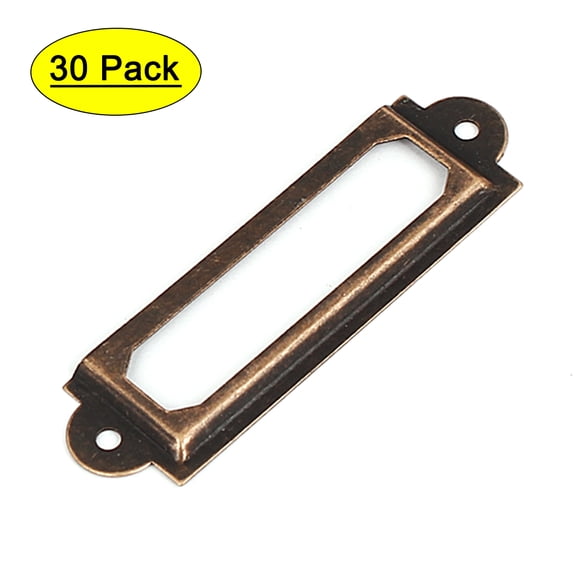 Unique Bargains Drawer Furniture Style Metal Label Pull Holder Frame Copper Tone 30Pcs